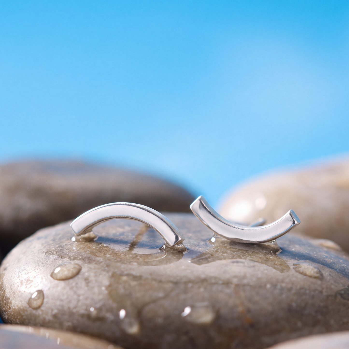 What are we keeping in line? "Nothing, Really studs" Minimalist Silver Earrings