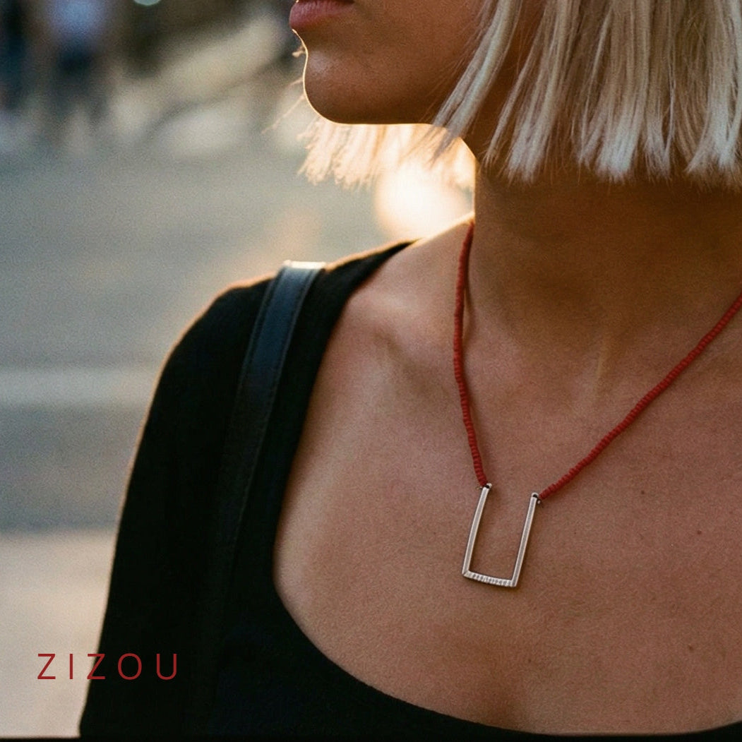 Strisce e pietre/ogrlica/blu