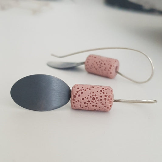 Long black oval / pink / naušnice