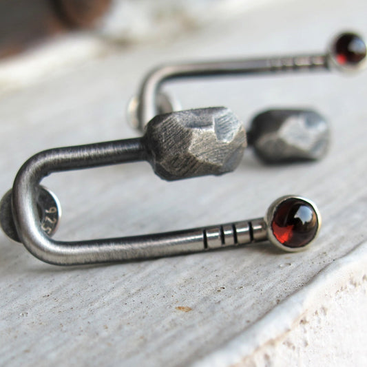 Stripes & Stones U / granat / naušnice