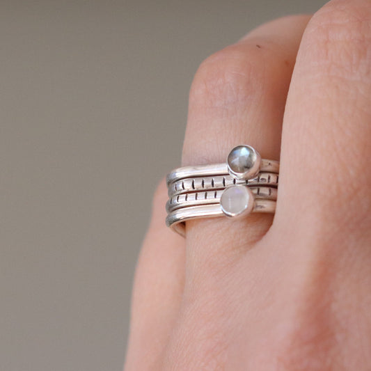 4U1 mjesečev i labradorit / square / prsten