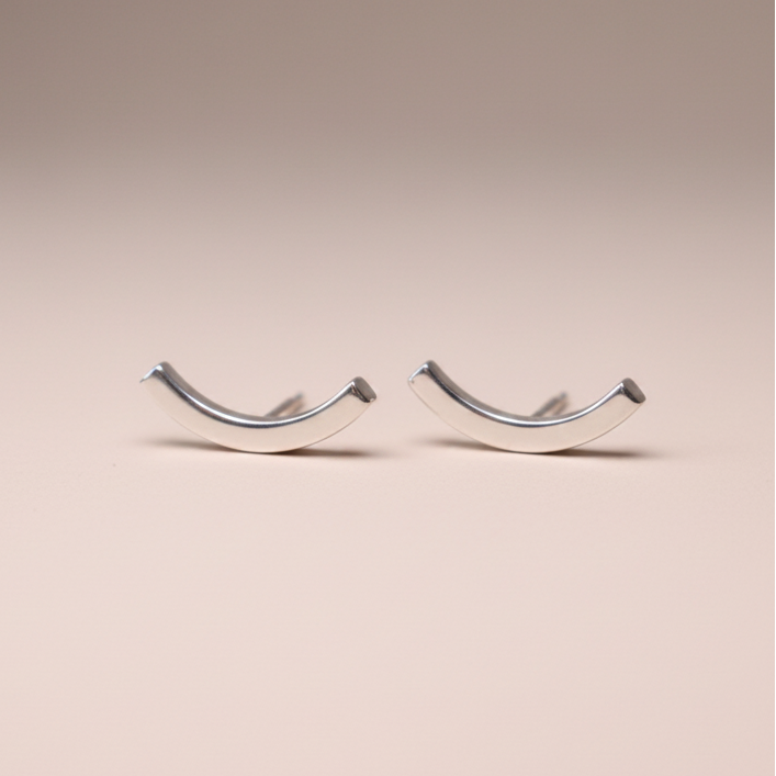 What are we keeping in line? "Nothing, Really studs" Minimalist Silver Earrings
