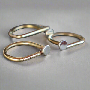 brass silver mix metal rings handmaide nail design