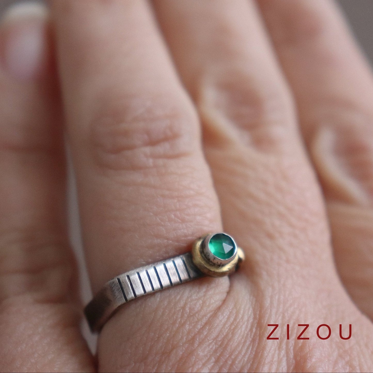 Crown prsten / green onyx