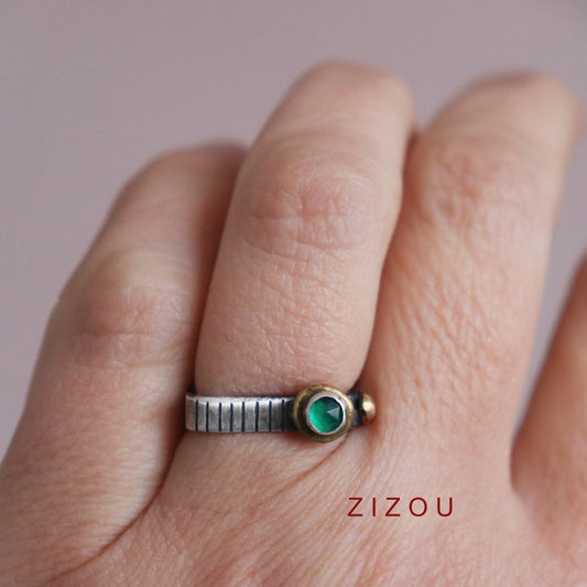 Crown prsten / green onyx