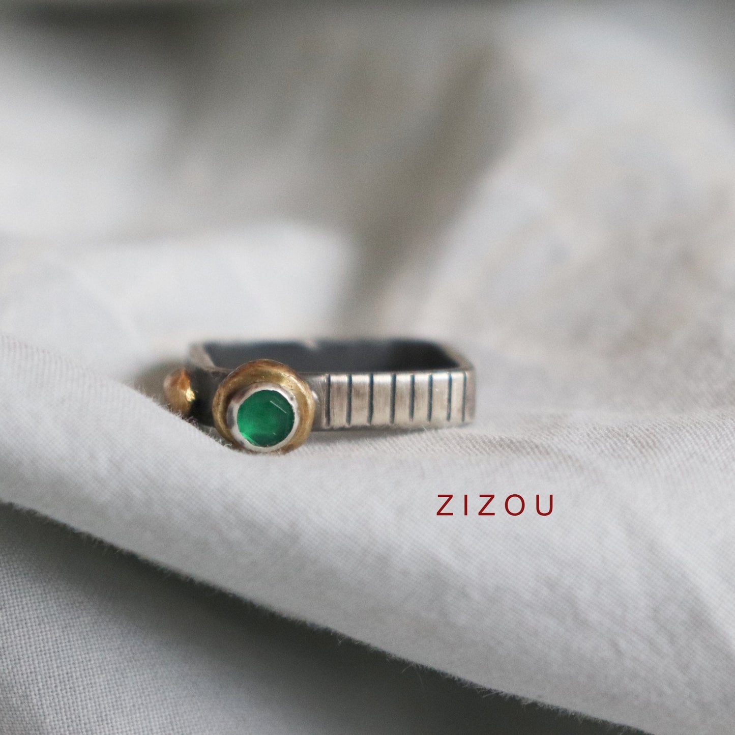 Crown prsten / green onyx