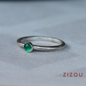 Minimal / green onyx/ round / prsten