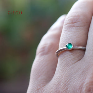 Minimal / green onyx/ round / prsten