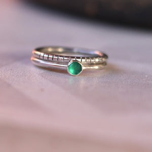 2U1 green onyx / round / prsten