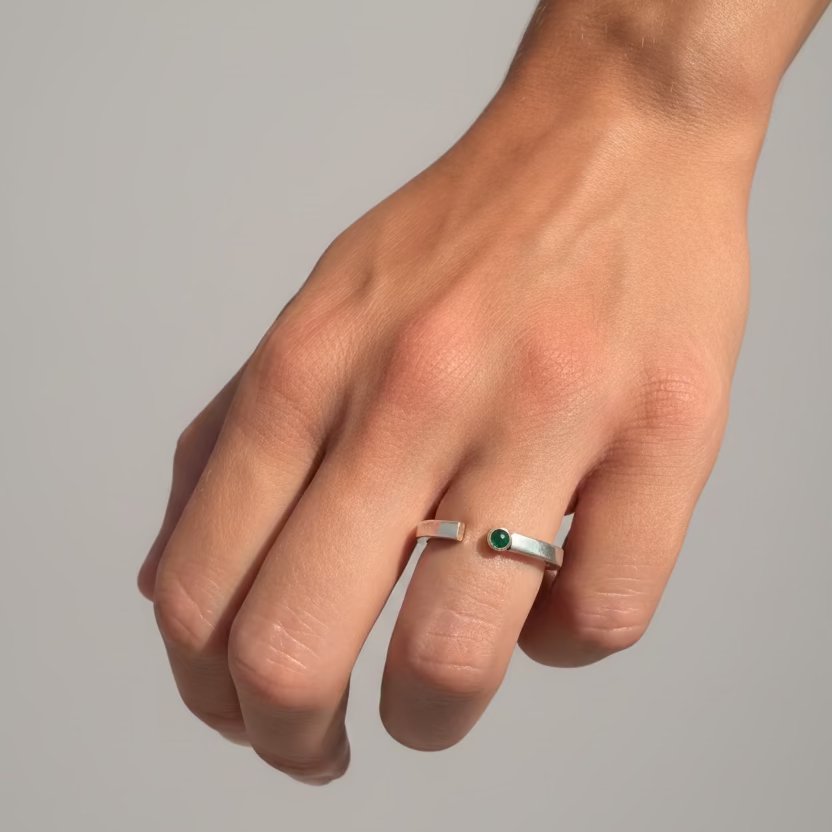 2-in-1 green onyx / square / ring