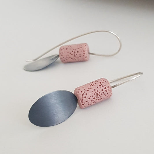 Long black oval / pink / naušnice